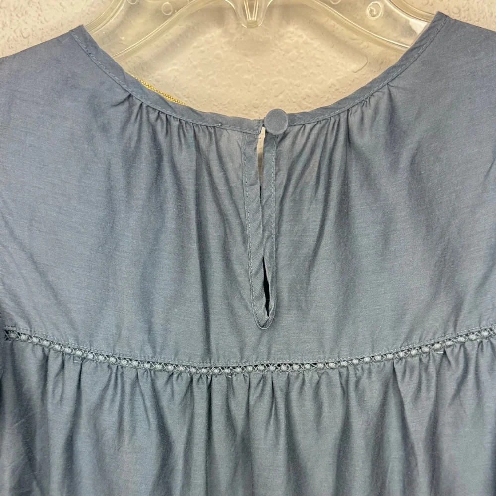 Marie Oliver Pennie Charcoal Silk Cotton Crotchet Flutter Sleeve Boho - XS - Picture 9 of 16